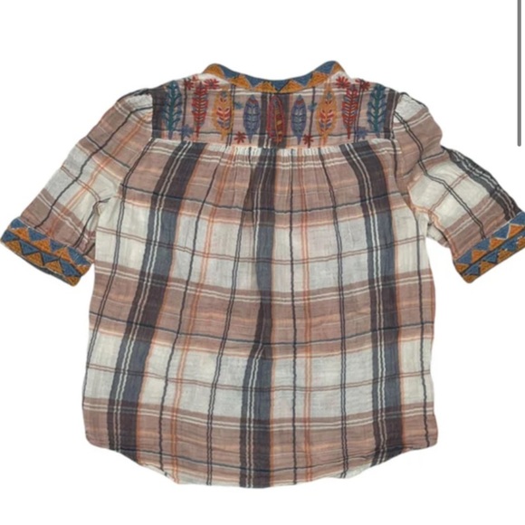 Johnny was plaid heavily embroidered button up floral casual boho cotton winter - Picture 4 of 11